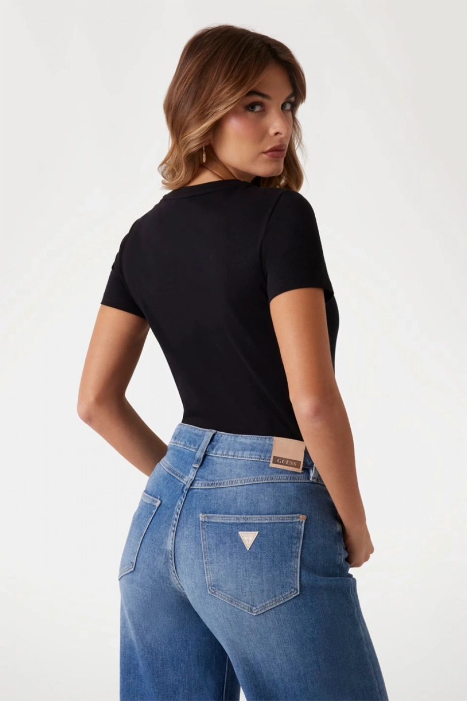 Guess SS CN ORIGINAL TEE Kadın Siyah T-shirt W1YI1BI3Z14-JBLK