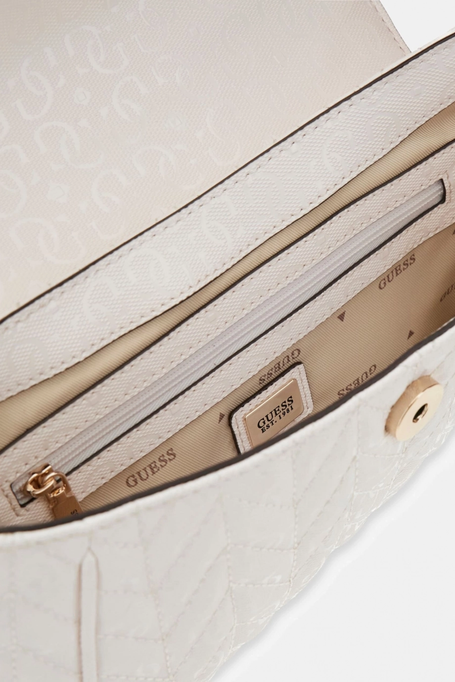 Guess Stacey Dönüştürülebilir Kapaklı Kadın Beyaz Çapraz Çanta HWGG9741210-OFF