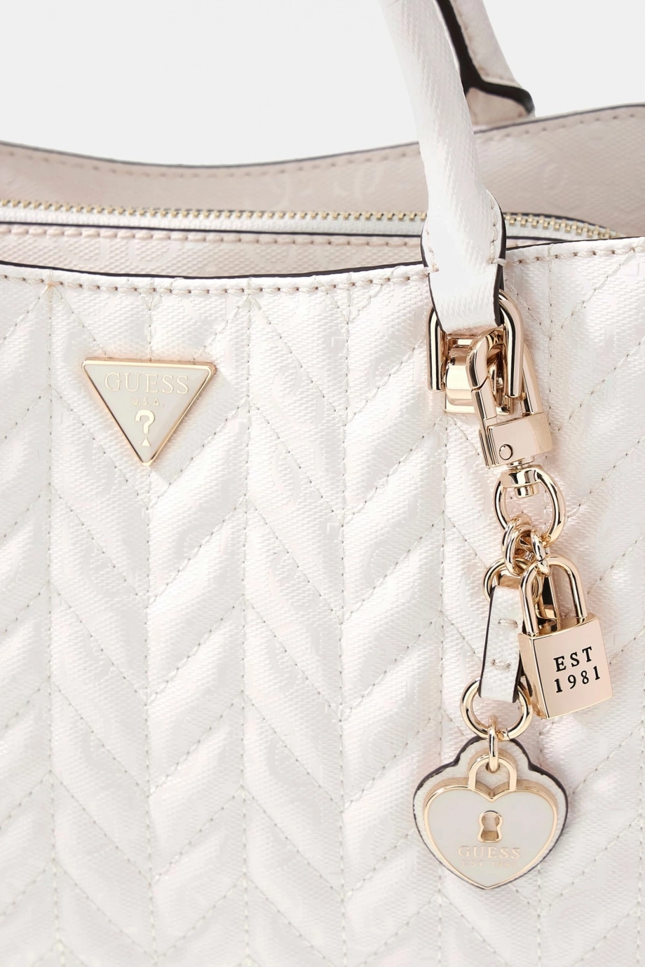 Guess Stacey Girlfriend Kadın Beyaz El Çantası HWGG9741060-OFF