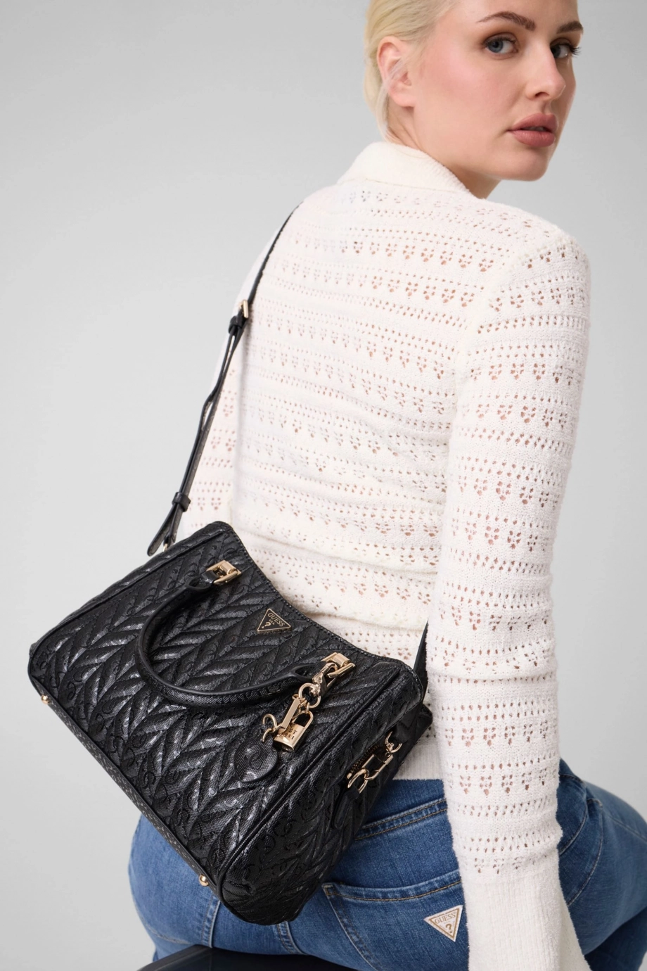 Guess Stacey Girlfriend Kadın Siyah El Çantası HWGG9741060-BLA