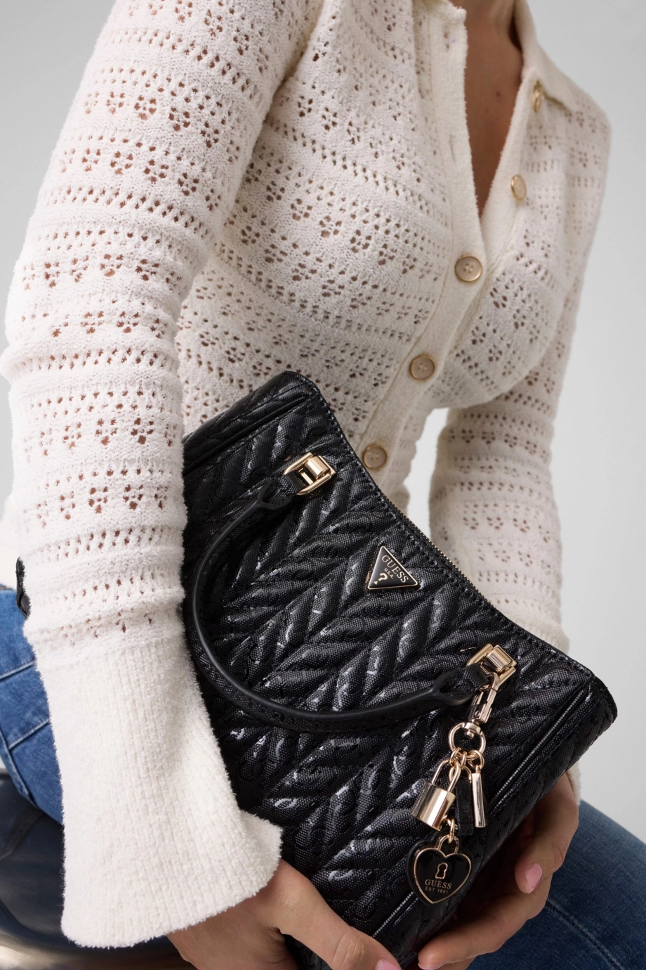 Guess Stacey Girlfriend Kadın Siyah El Çantası HWGG9741060-BLA