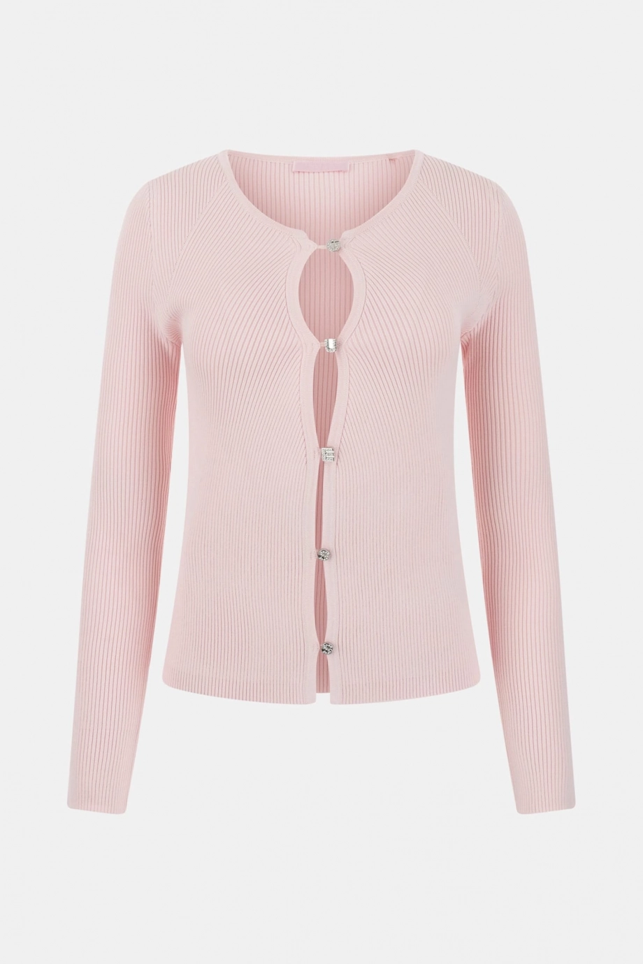 Guess Uzun Kollu Bisiklet Yaka Stella Hırka Triko Kadın Pembe Triko W6RR35Z0132-A627
