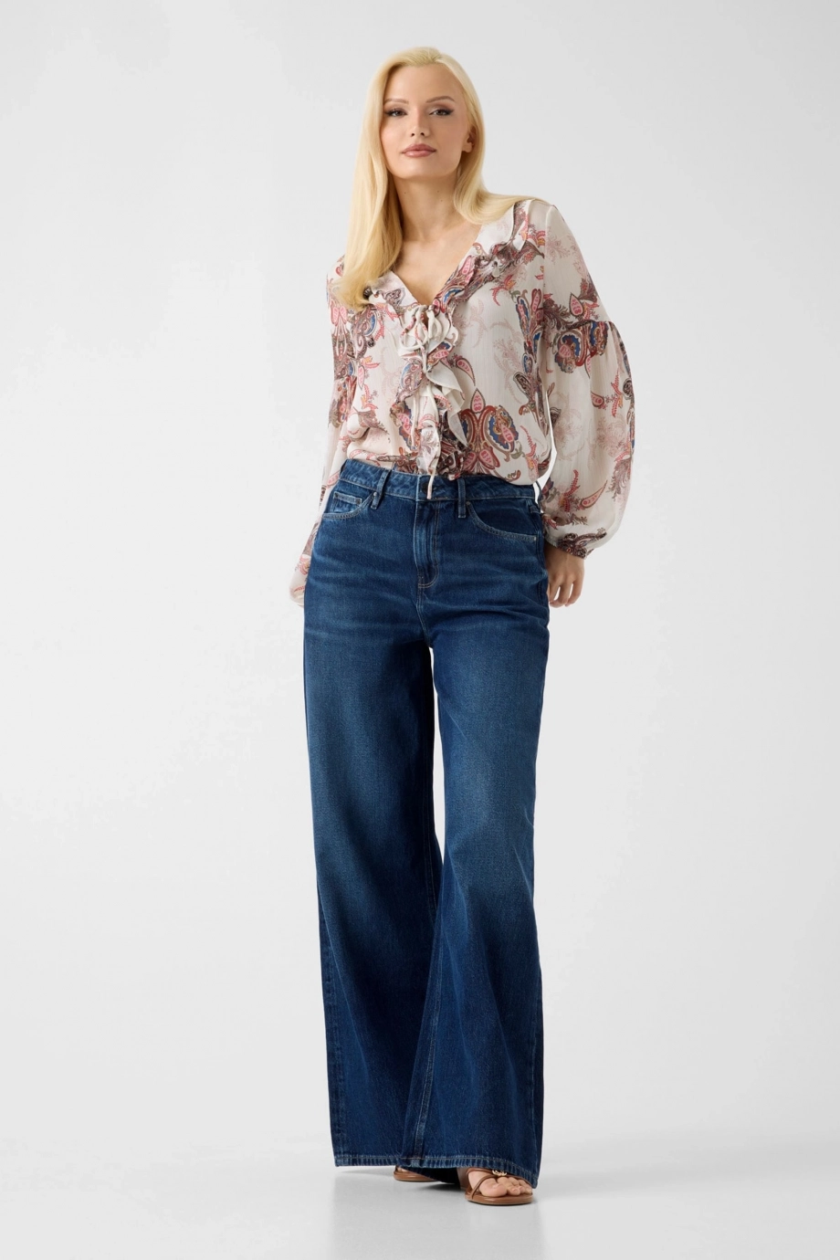 Guess Uzun Kollu Emy Fırfırlı Kadın  Gömlek W6YH30W2951-PMPV