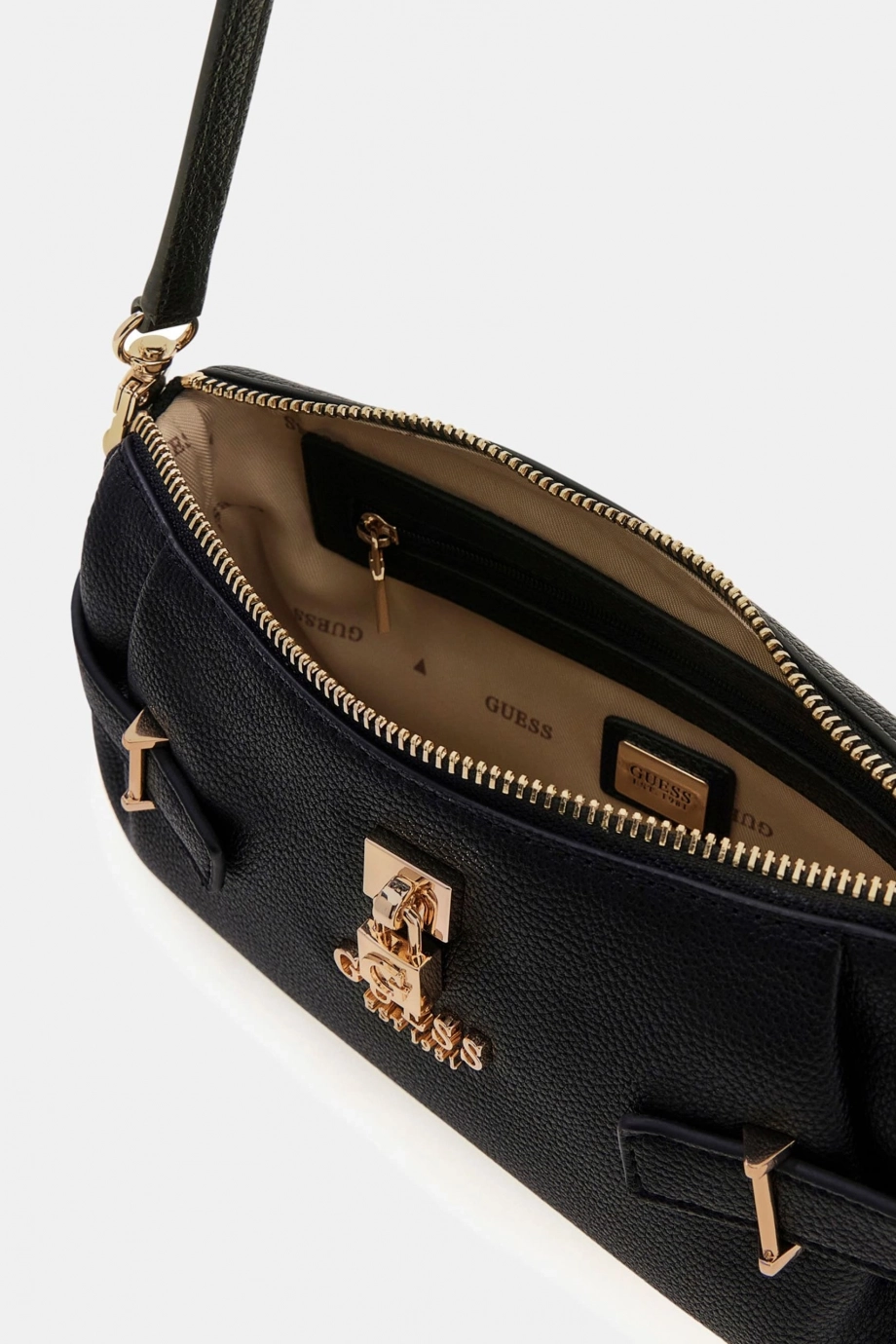 Guess Yesba Mini Üstten Fermuarlı Kadın Siyah Omuz Çantası HWBG7833720-BLA
