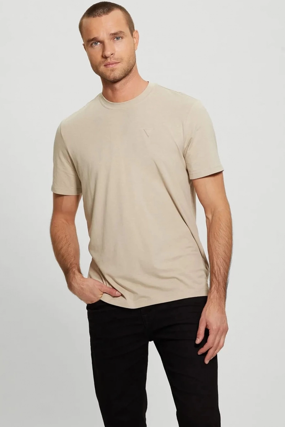 Guess HEDLEY SS T-SHIRT Erkek Bej T-shirt Z2YI12JR06K-G1CA