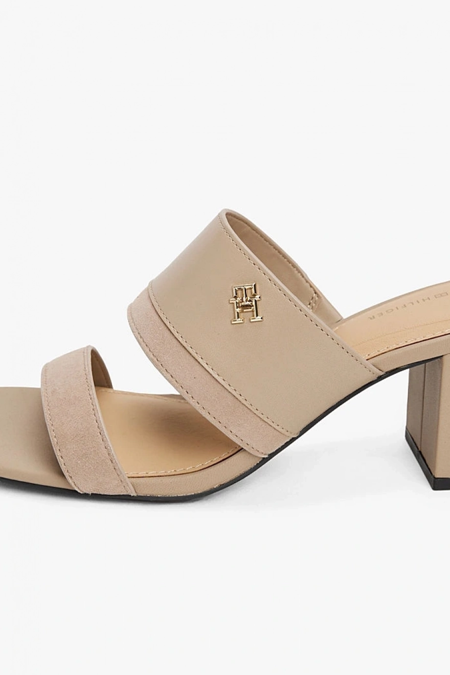 Tommy Hilfiger LEATHER & SUEDE BLOCK HEEL MULE Kadın Terlik FW0FW08530AFE