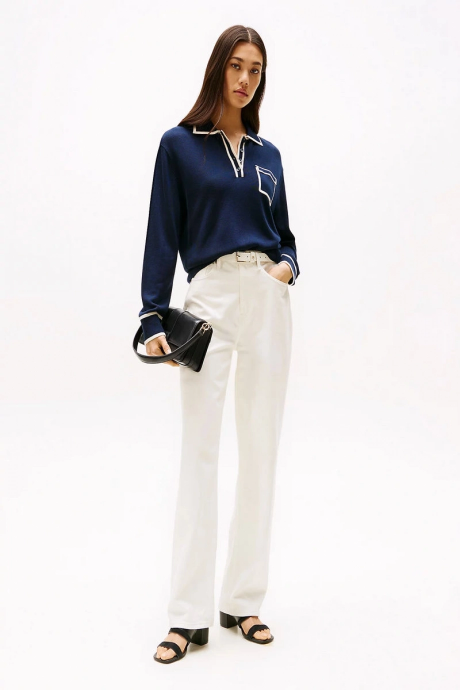 Tommy Hilfiger LEATHER & SUEDE BLOCK HEEL MULE Kadın siyah Terlik FW0FW08530BDS