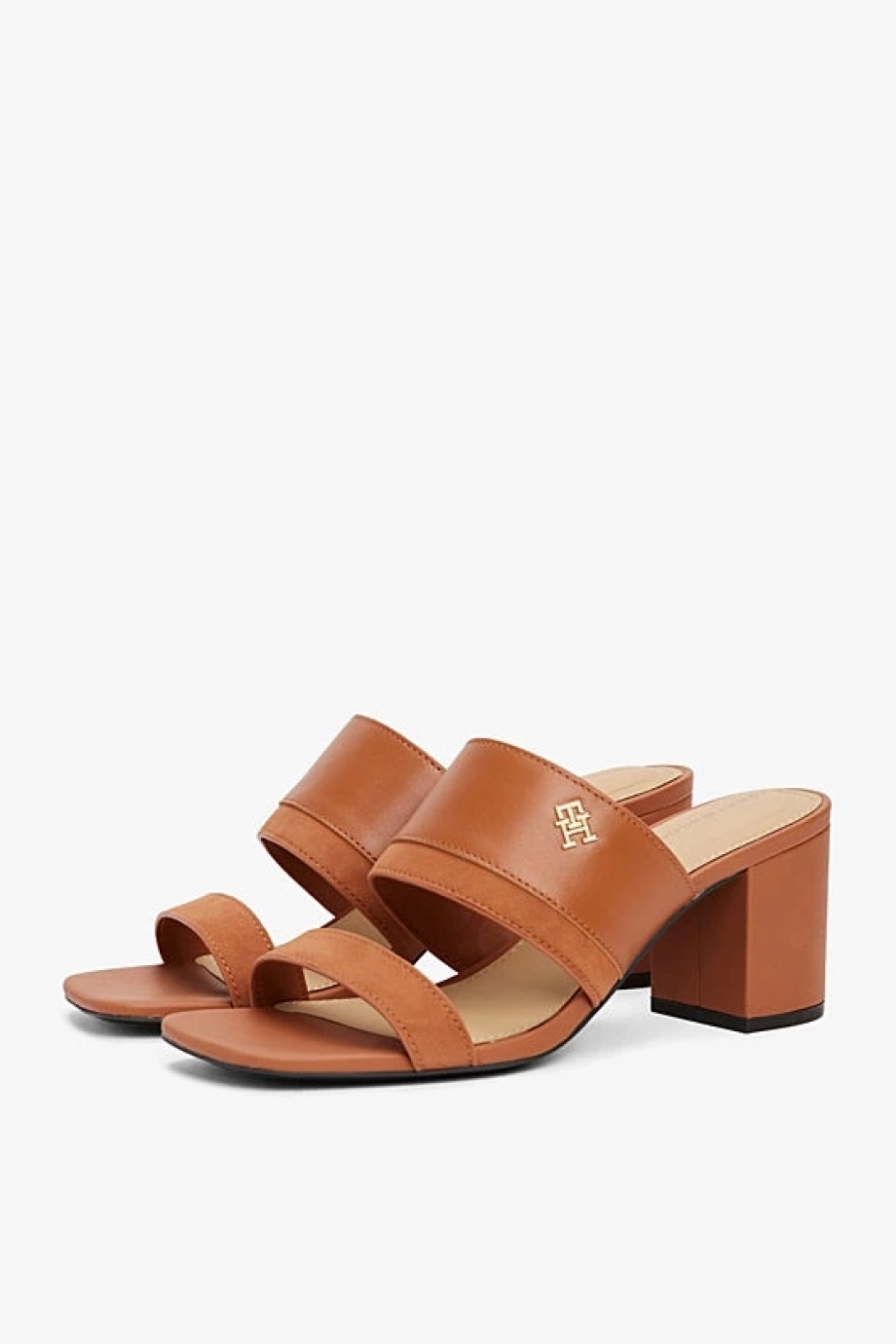 Tommy Hilfiger LEATHER & SUEDE BLOCK HEEL MULE Kadın Terlik FW0FW08530GPA