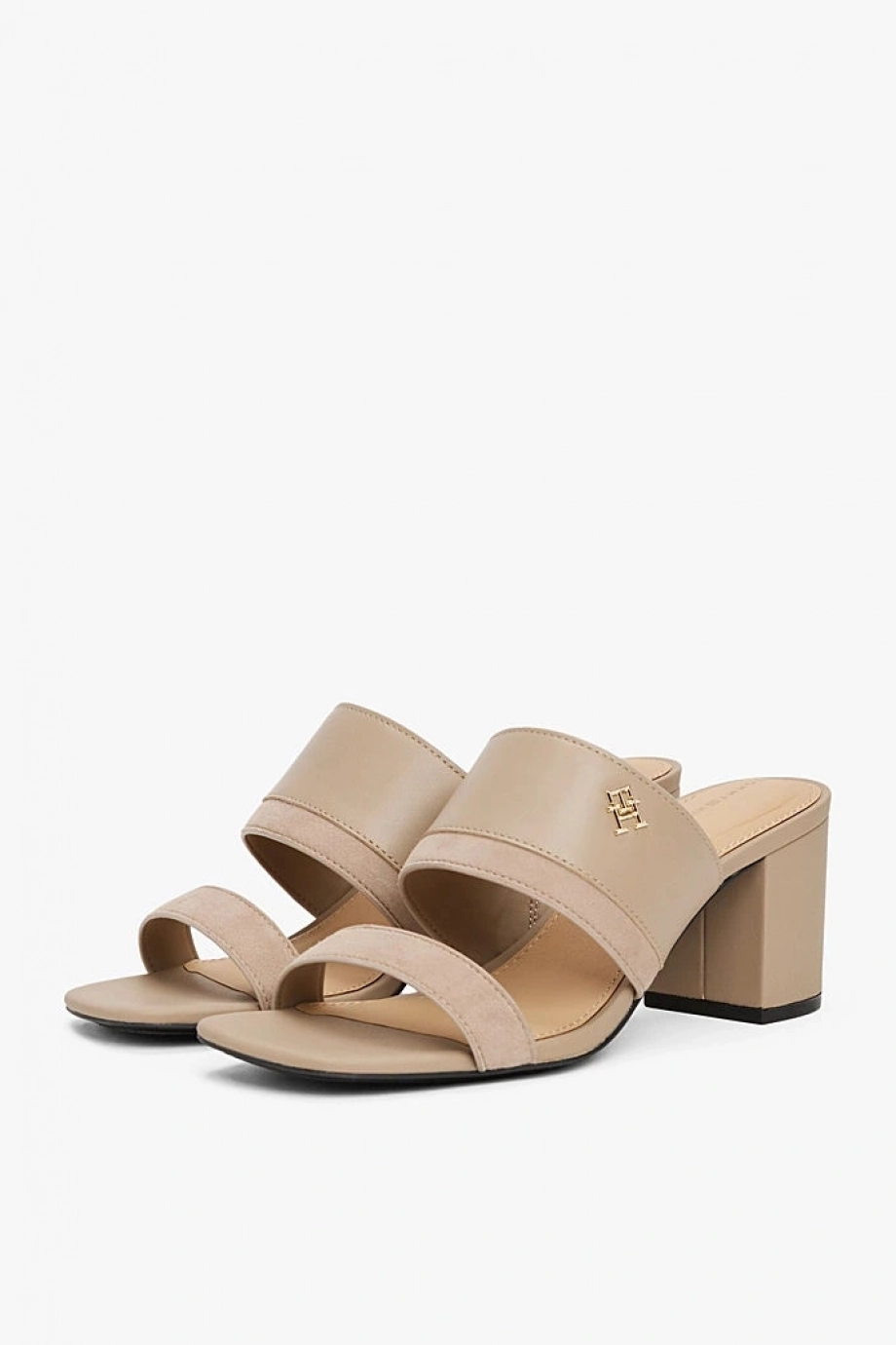 Tommy Hilfiger LEATHER & SUEDE BLOCK HEEL MULE Kadın Terlik FW0FW08530AFE