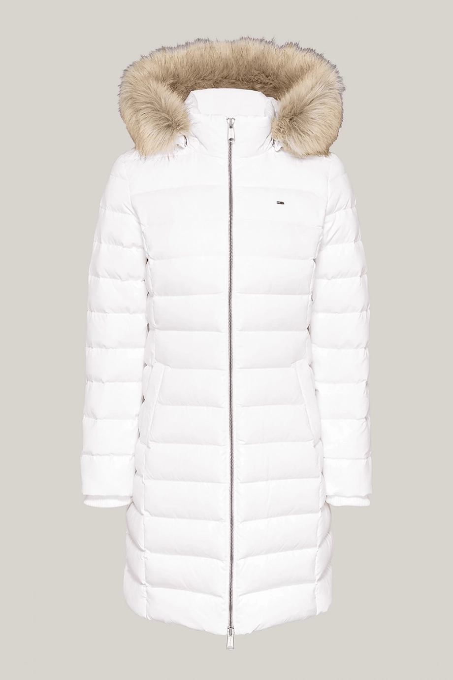 Tommy Hilfiger TJW ESSENTIAL HOODED DOWN COAT Kadın Beyaz Mont DW0DW18864YBR