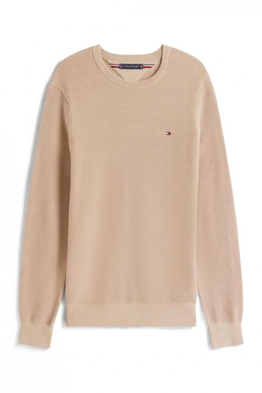 Tommy Hilfiger Klasik Dokulu Bisiklet Yaka Erkek Bej Kazak MW0MW36347AFE