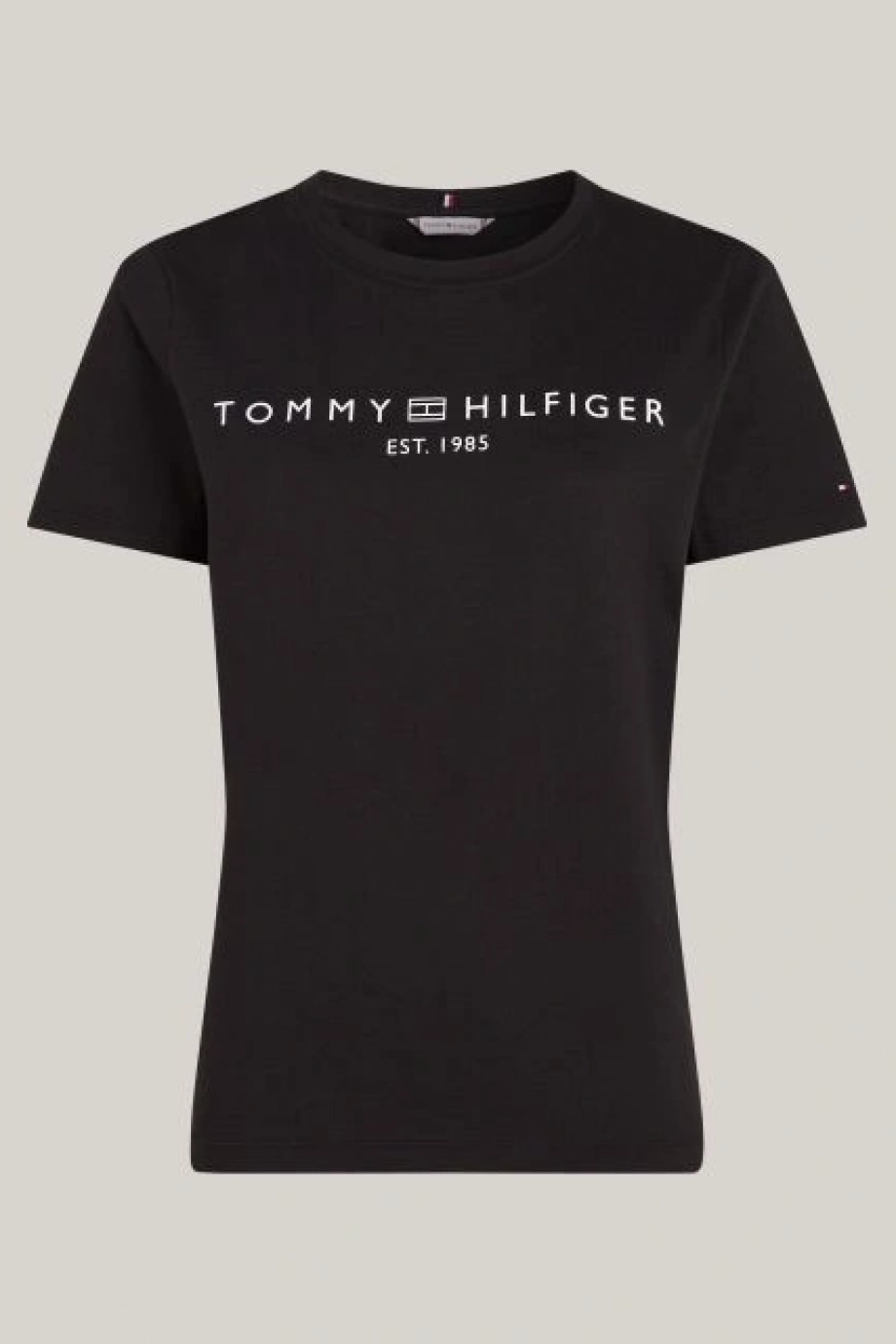Tommy Hilfiger REG CORP LOGO C-NK SS Kadın Siyah Badi WW0WW40276BDS