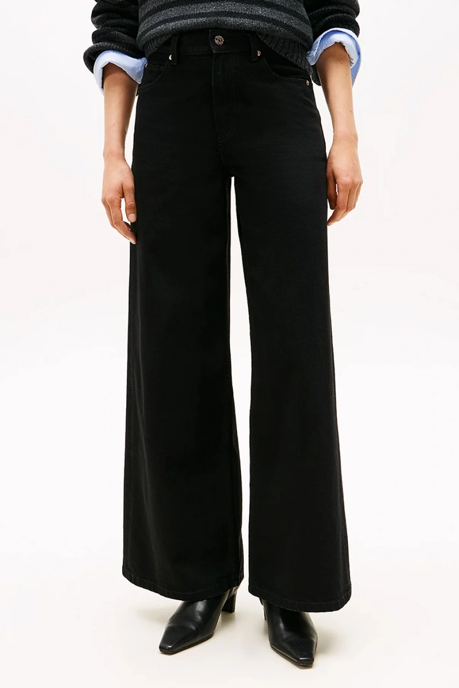 Tommy Hilfiger Siyah Denim 70ler Stili Geniş Paça Yüksek Bel Kadın Jeans WW0WW482541BY