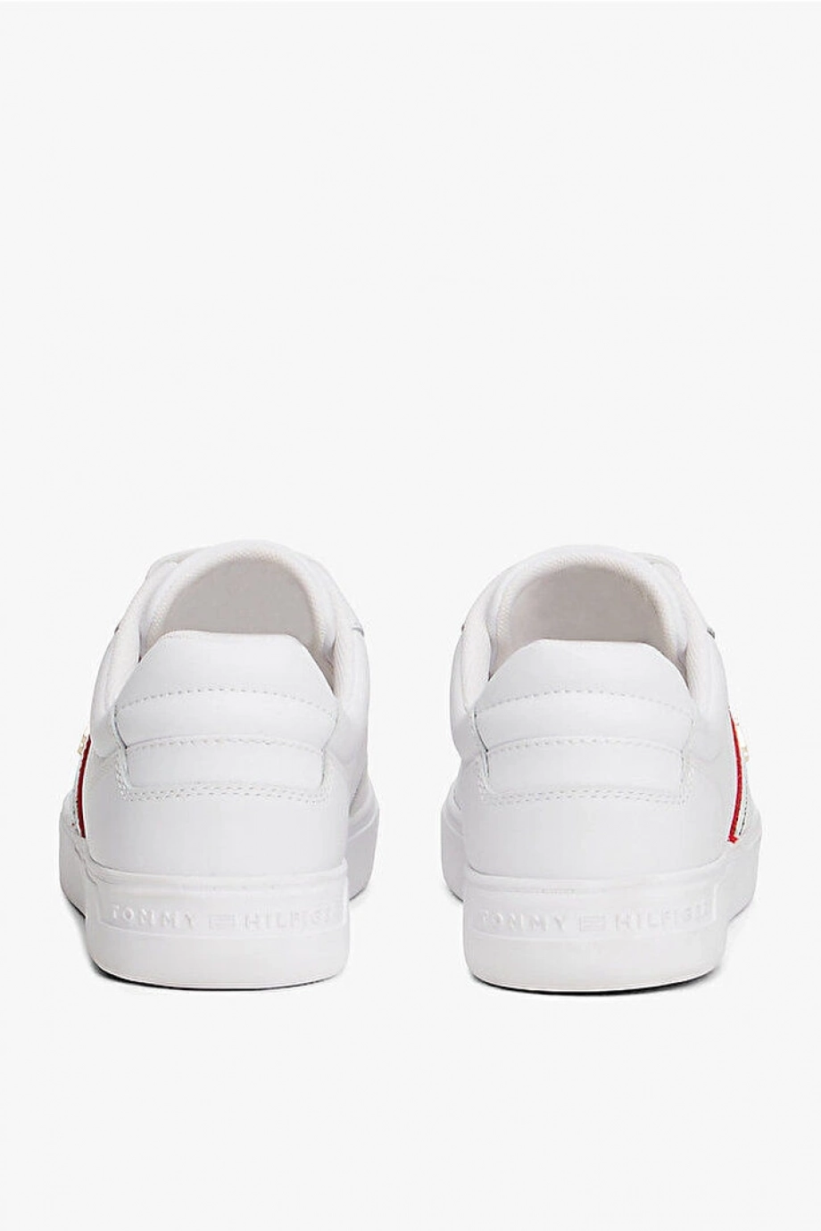 Tommy Hilfiger TH Dokuma Şeritli Düz Taban Kadın Beyaz Sneaker FW0FW09001YBS
