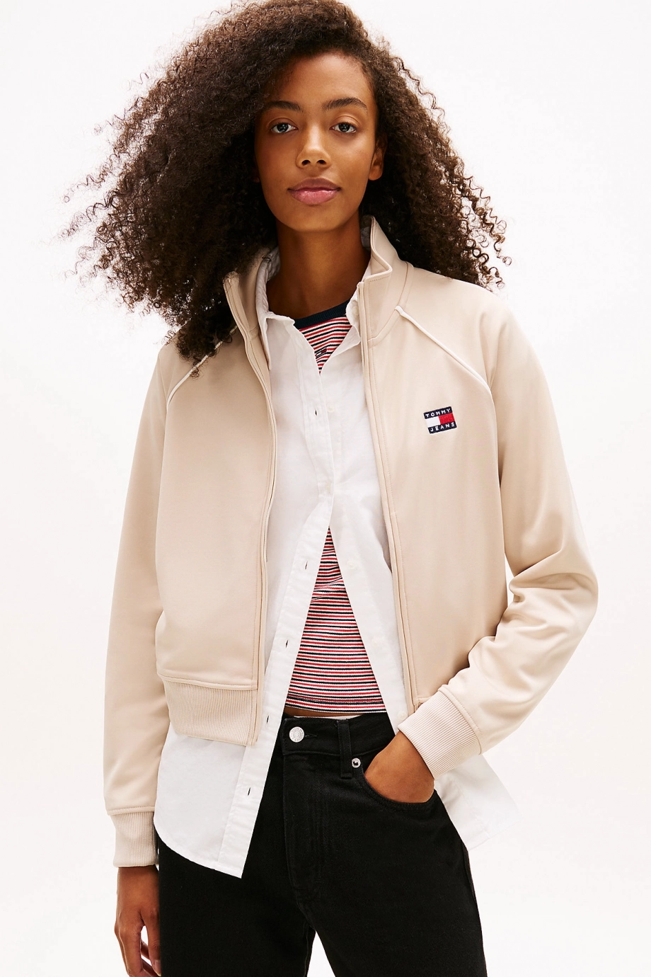 Tommy Hilfiger TJW Amblemli  Kadın Bej Eşofman Üstü  DW0DW21930ABY