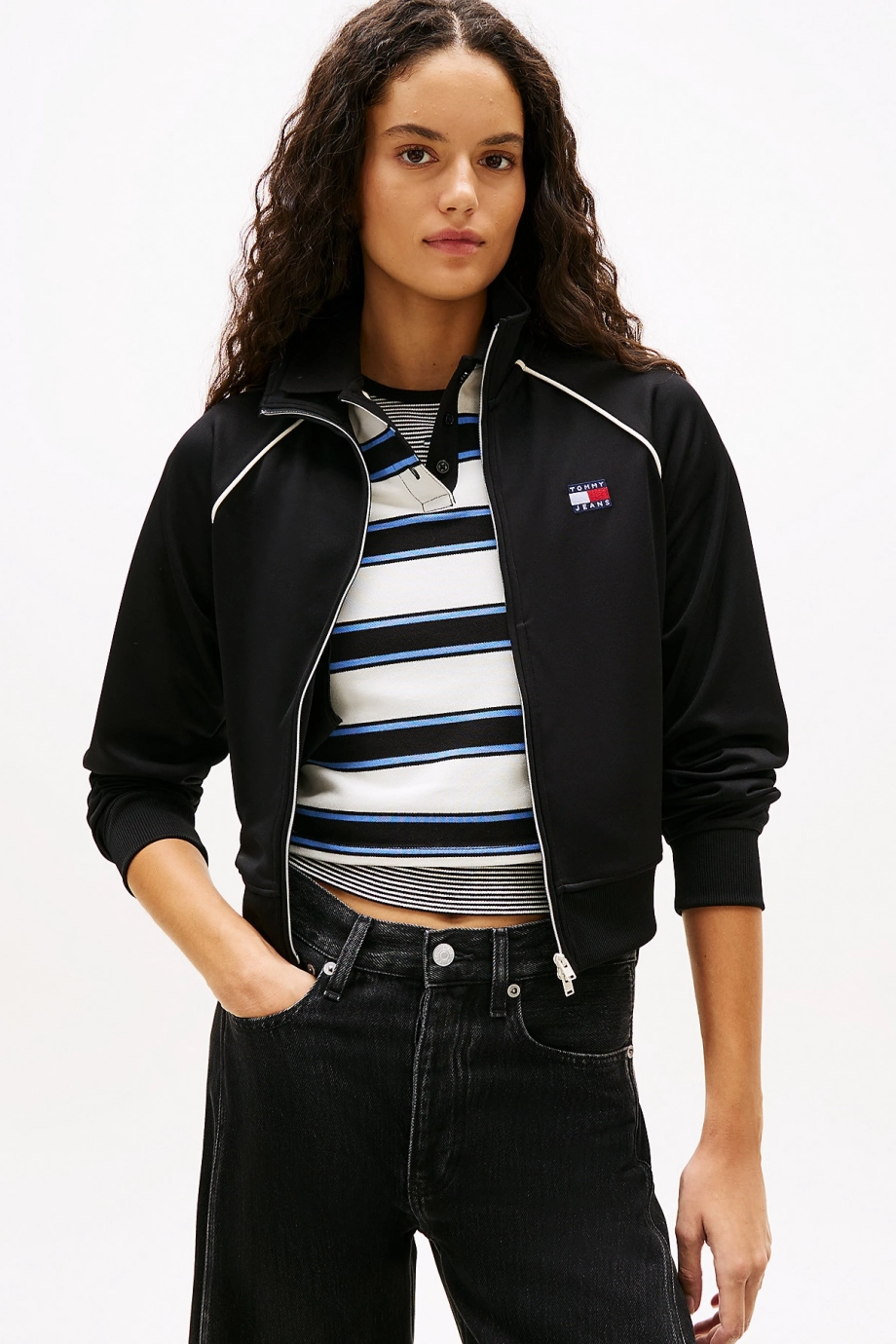 Tommy Hilfiger TJW Amblemli  Kadın Siyah Eşofman Üstü  DW0DW21930BDS