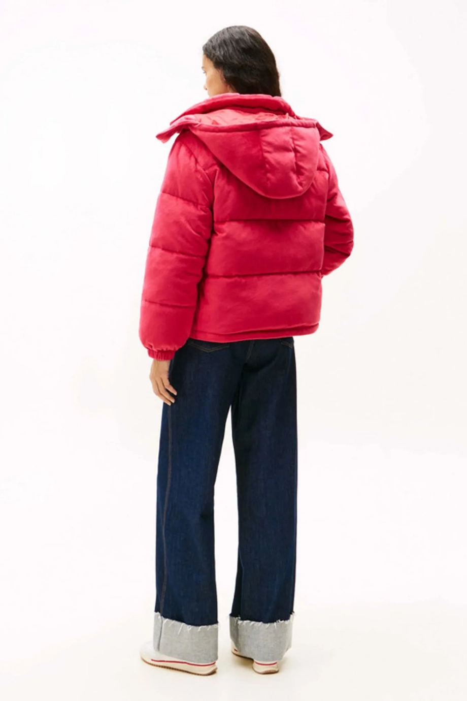 Tommy Hilfiger TJW Kapitone Kadife Şişme Kadın Kırmızı  Mont  DW0DW21668XJP