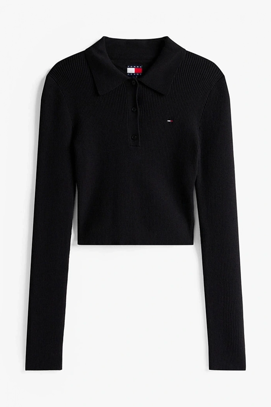Tommy Hilfiger TJW Klasik Polo Uzun Kollu Kadın Siyah Kazak DW0DW21829BDS