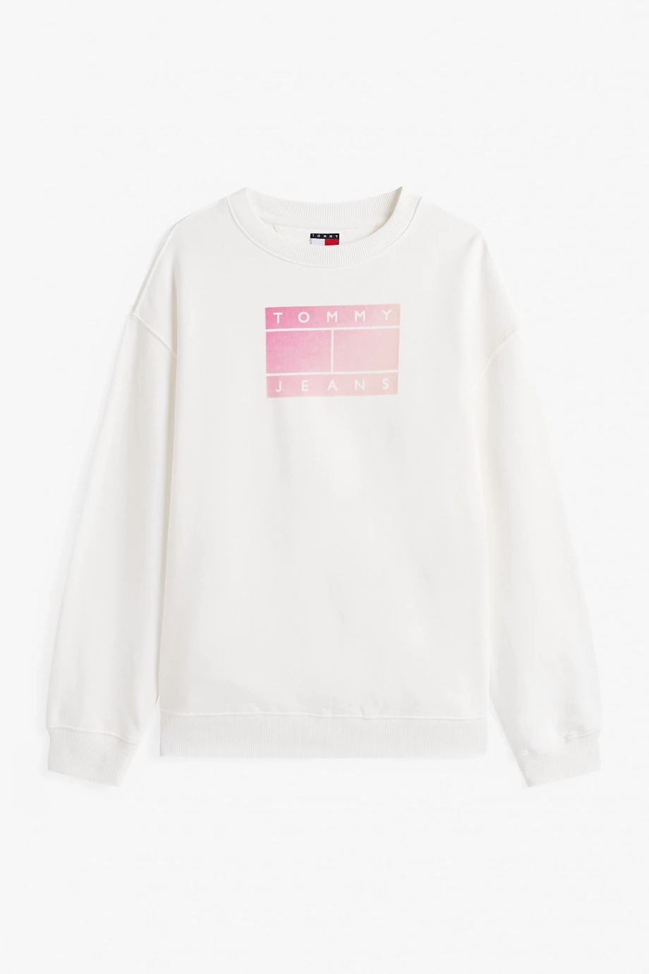 Tommy Hilfiger TJW RLX GRADIENT FLAG CREW Kadın Beyaz Sweatshirt DW0DW21396YBL
