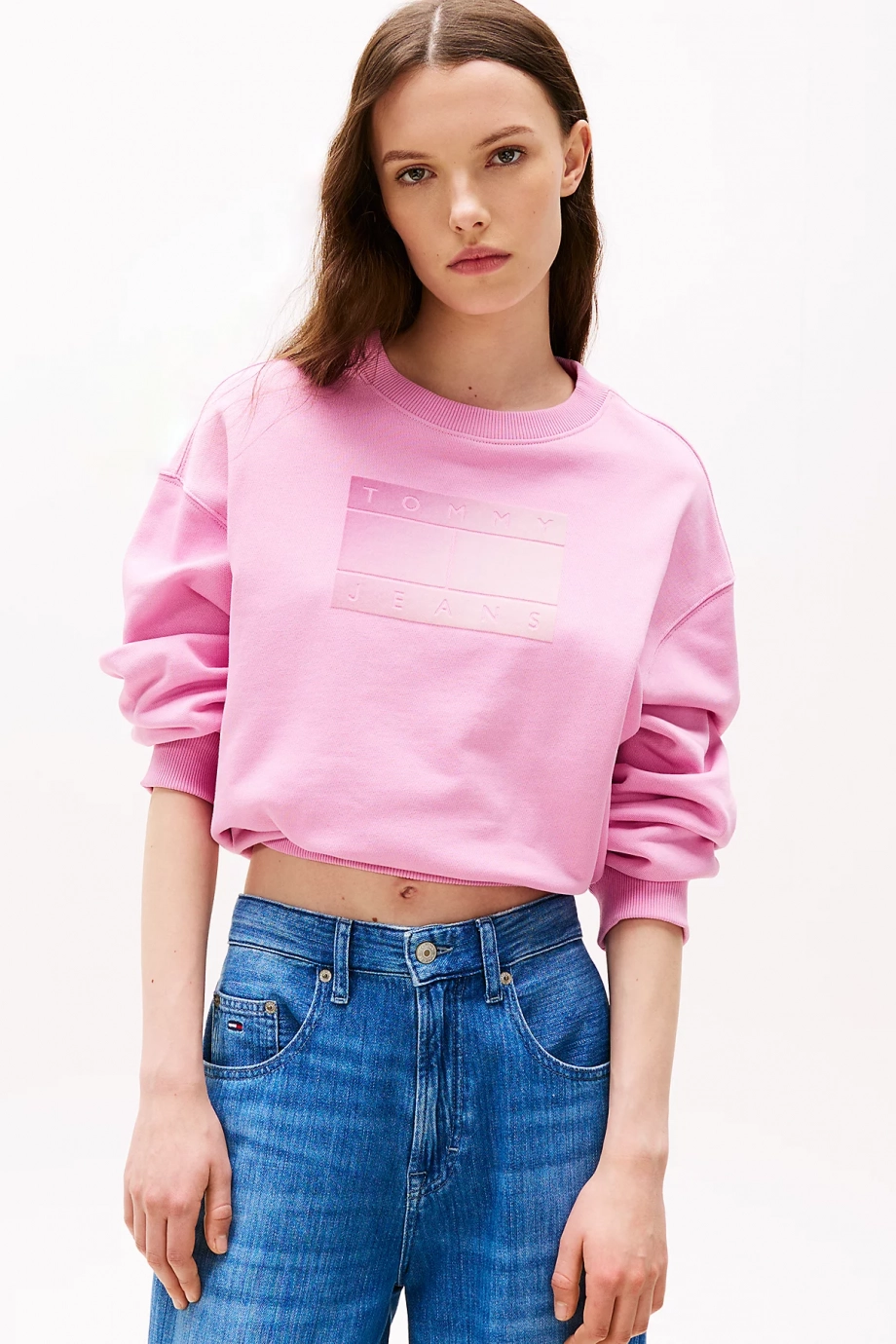 Tommy Hilfiger TJW RLX GRADIENT FLAG CREW Kadın Pembe  Sweatshirt  DW0DW21396U06
