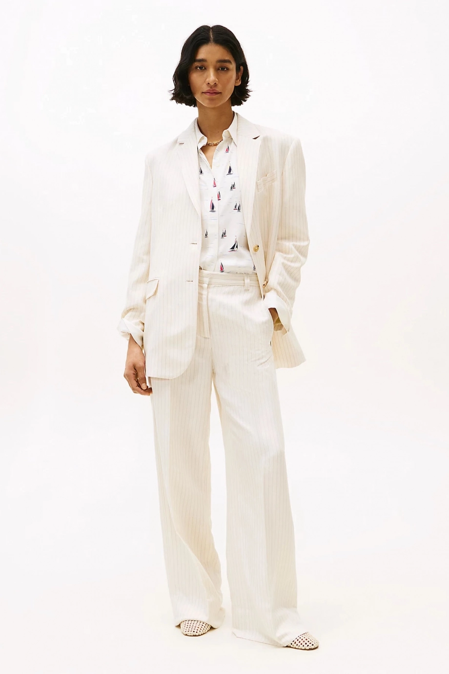 Tommy Hilfiger VISCOSE LINEN WIDE LEG PANTS Kadın  Pantolon WW0WW4546403N