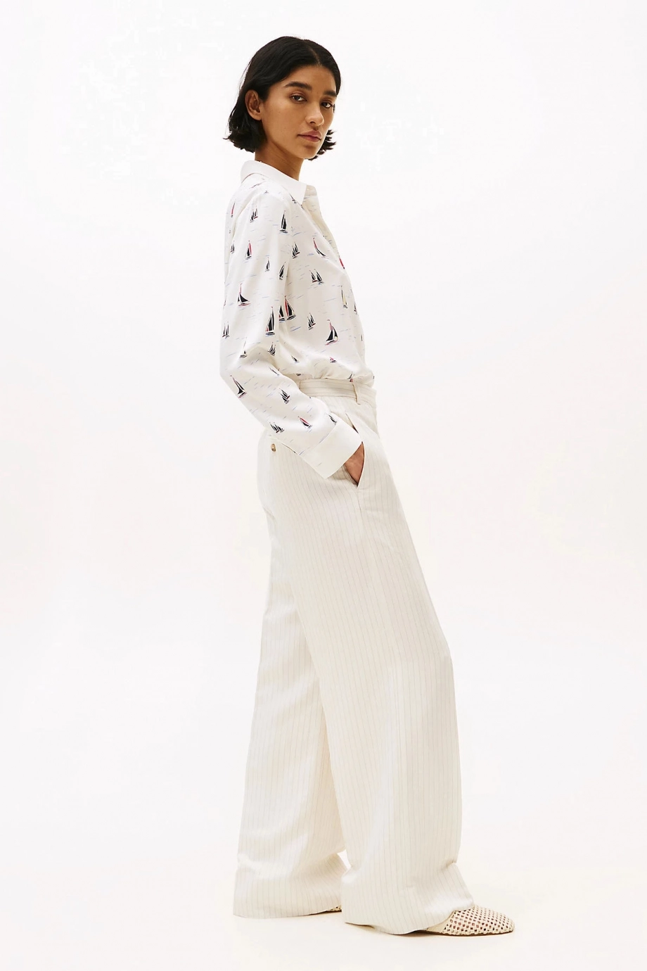 Tommy Hilfiger VISCOSE LINEN WIDE LEG PANTS Kadın  Pantolon WW0WW4546403N
