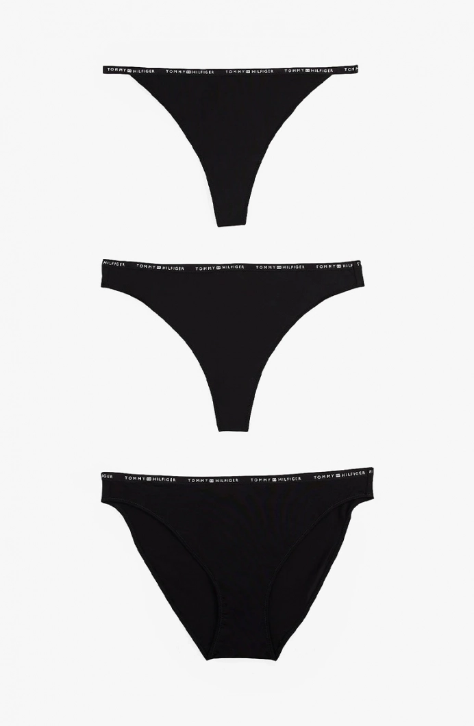 Tommy Hilfiger 3 PACK MULTI SHAPE BOTTOM Kadın siyah İç Çamaşırı UW0UW057560V2