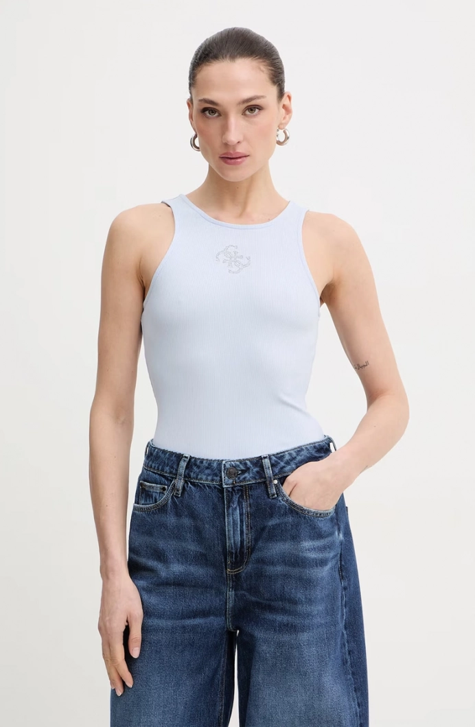 Guess Kolsuz Yuvarlak Yaka Guendalina Kadın Mavi Atlet W6RP39KD092-G7S1