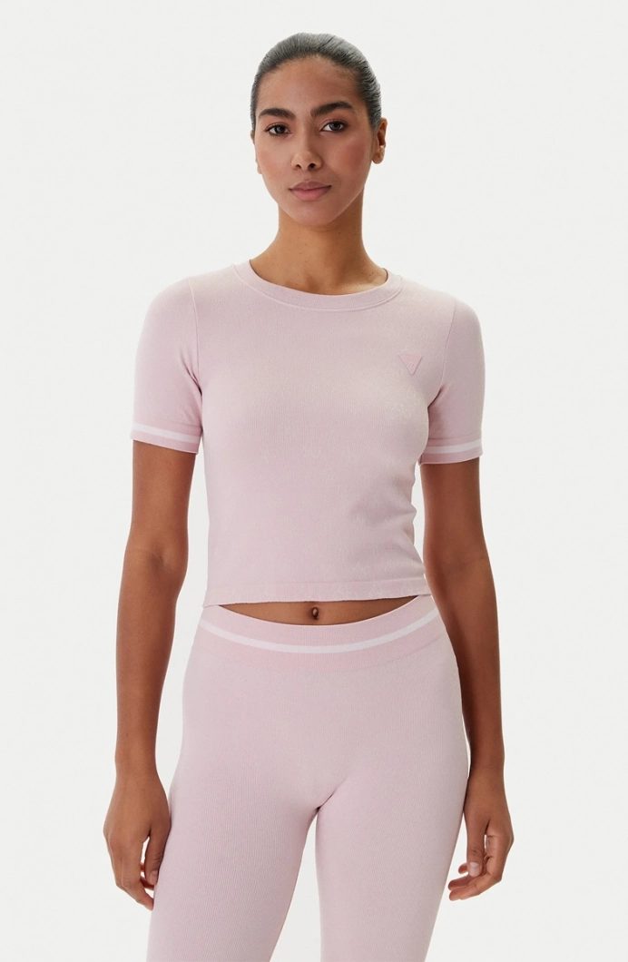 Guess Pepi 4G Dikişsiz Kısa Kollu Kadın Pembe Crop V6RP02Z4692-F6ZY