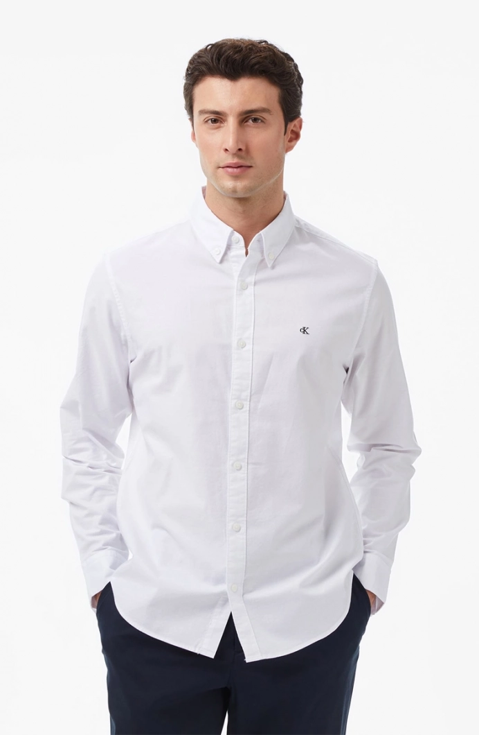 Calvin Klein Erkek Uzun Kollu Klasik Düz Oxford Beyaz Gömlek LV140EM125-YAA