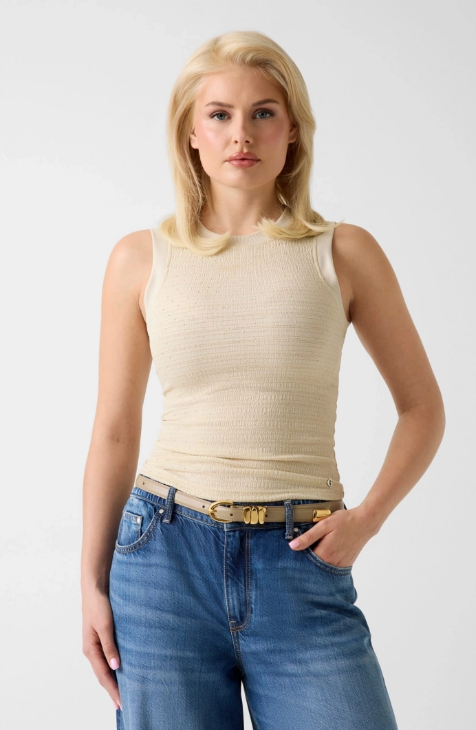 Guess Kolsuz Francine Büzgülü Taş İşlemeli Kadın Beyaz Atlet W6GP14K2940-F1CY