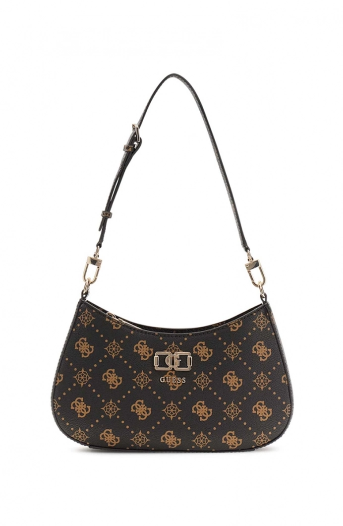 Guess Emelie Logolu Üstten Fermuarlı Kadın Kahverengi Omuz Çantası HWGP9928180-ESL