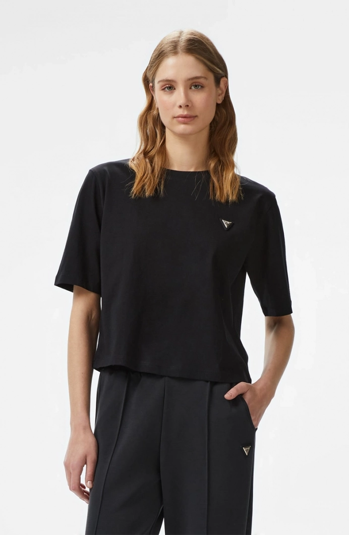 Guess Colette Kadın Siyah Aktif Boxy Fit T-Shirt V4BI21I3Z14-JBLK