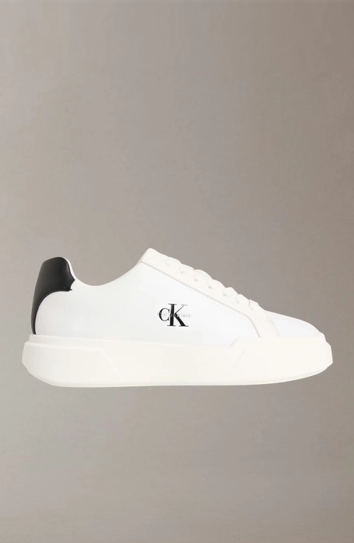 Calvin Klein Chunky Cupsole Bağcıklı Deri Kadın Beyaz Sneaker YW0YW01947-06X