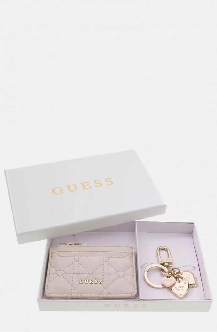 Guess Hediyelik Kartlık ve Anahtarlık Kadın Krem Kutu Seti GFBOXWP6202-STO