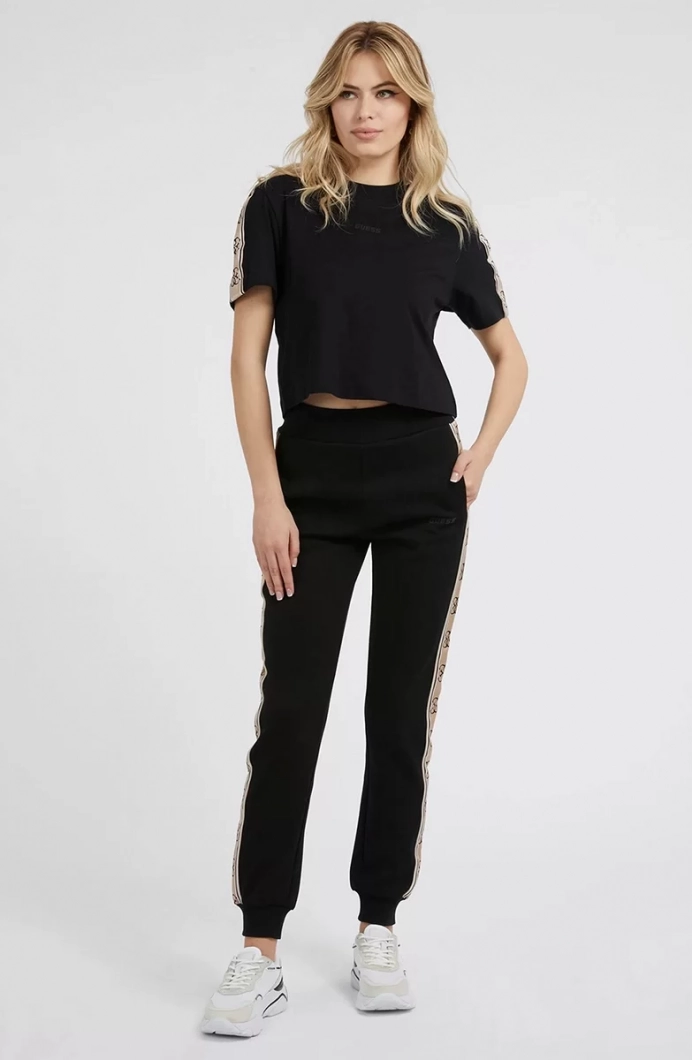 Guess BRITNEY CROP TEE Kadın Siyah T-shirt V3RI08I3Z14-JBLK
