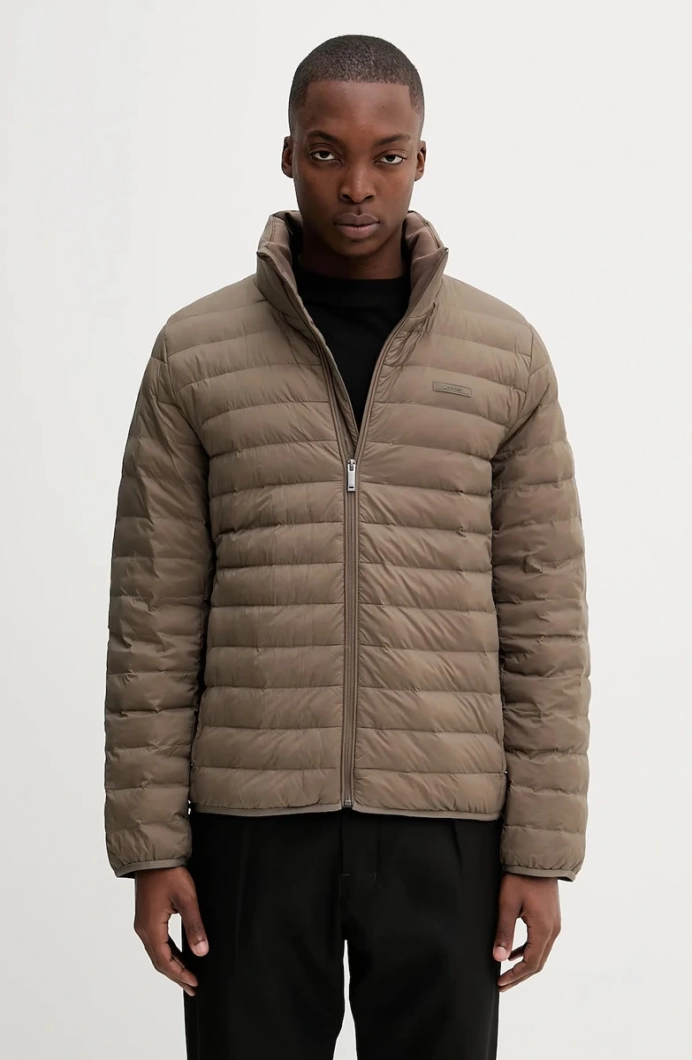 Calvin Klein Erkek Hafif Naylon Kapitone Şişme Kahverengi Ceket LV04LC506G-PDK