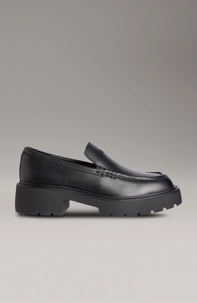 Calvin Klein Deri Kalın Tabanlı Combat Kadın  Siyah Loafer YW0YW01862-BEH