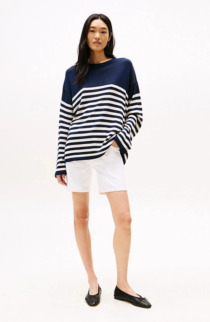 Tommy Hilfiger DNM STRAIGHT SHORT RW WHITE Kadın  Şort WW0WW45924YCF