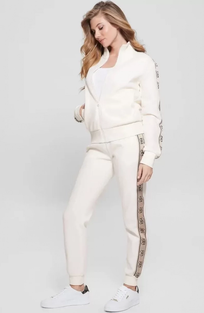 Guess Brıtney Full Zıp Sweatshırt Kadın Ekru Eşofman Üstü V2YQ16KB3P2-G6K5