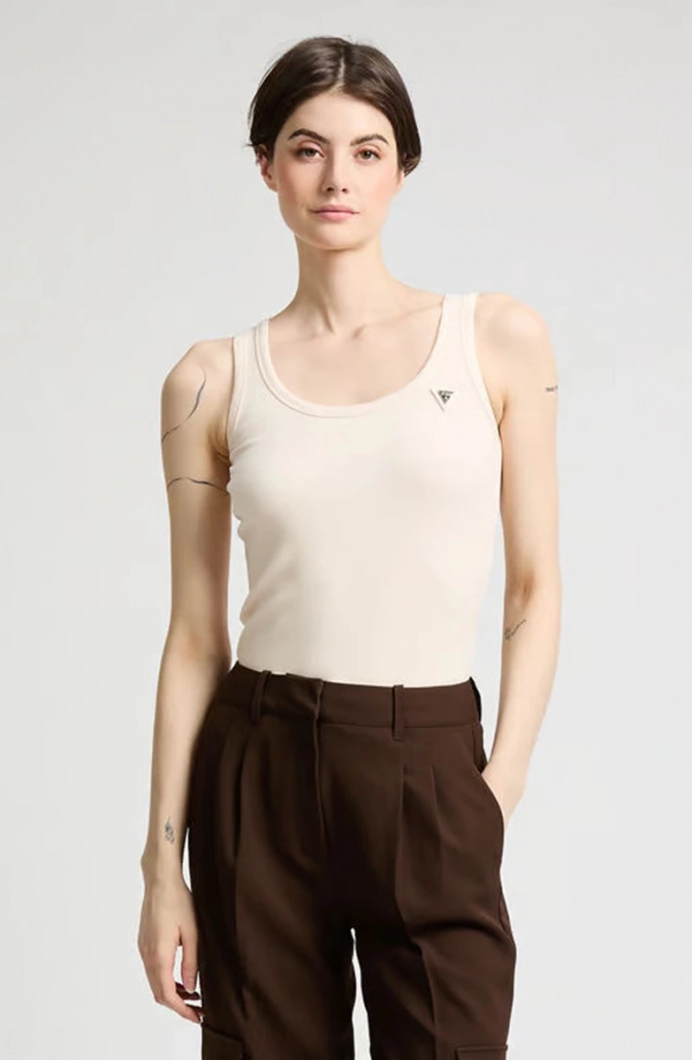 Guess Guess Kadın  Ribana Crop Kadın Krem Atlet V4YP06K8RT2-G6K5