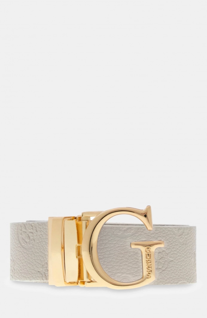 Guess Ella Logolu Ayarlanabilir ve Çift Taraflı Kadın Krem Kemer BW7861P3430-DRM