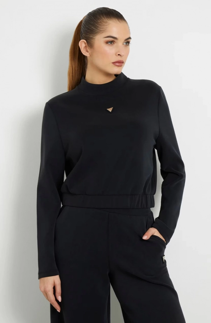 Guess Olympe Kadın Siyah Aktif Modal Karışımlı Scuba Sweatshirt V4YQ05KCAY2-JBLK