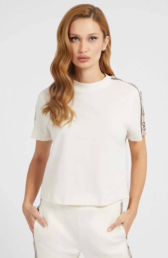 Guess Logo Bantlı % 100 Pamuk Bisiklet Yaka Relaxed Fit Britney T Shirt T Shirt V3rı08ı3z14 G6
