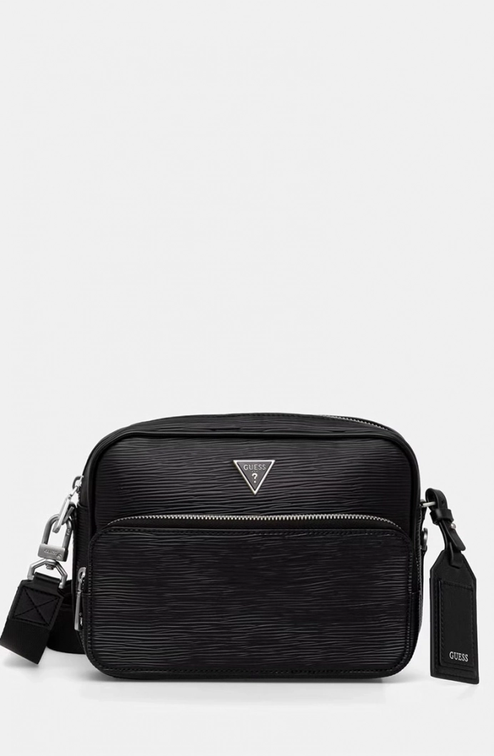Guess Milano Çift Fermuarlı Erkek Siyah Çapraz Çanta HMMIPWP6222-BLA
