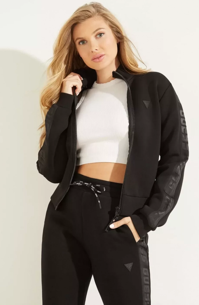 Guess NEW ALLIE SCUBA ZIP Kadın Siyah Eşofman Üstü V2YQ17K7UW2-JBLK