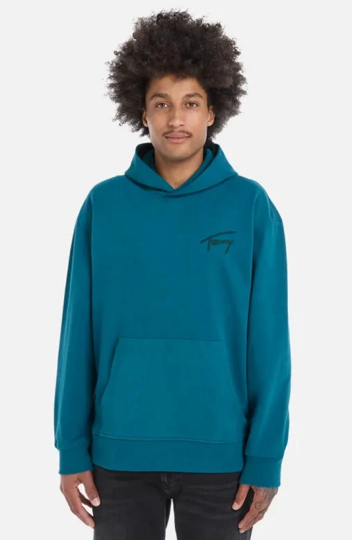 Tommy Hilfiger TJM RLX SIGNATURE HOODIE EXT Erkek Turkuaz Sweatshirt DM0DM17990CT0