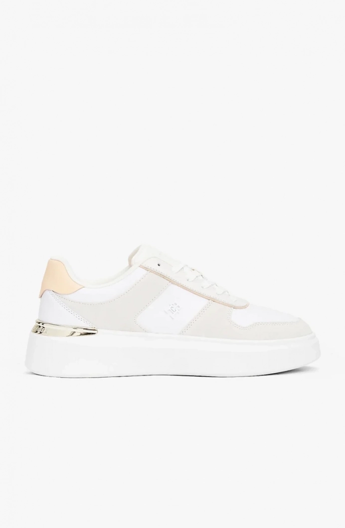 Tommy Hilfiger TH Moda Kort Tarzı Karışık Materyal Kadın Beyaz  Sneaker FW0FW086320JG