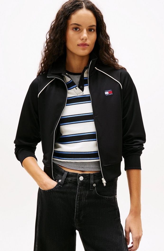 Tommy Hilfiger TJW Amblemli  Kadın Siyah Eşofman Üstü  DW0DW21930BDS