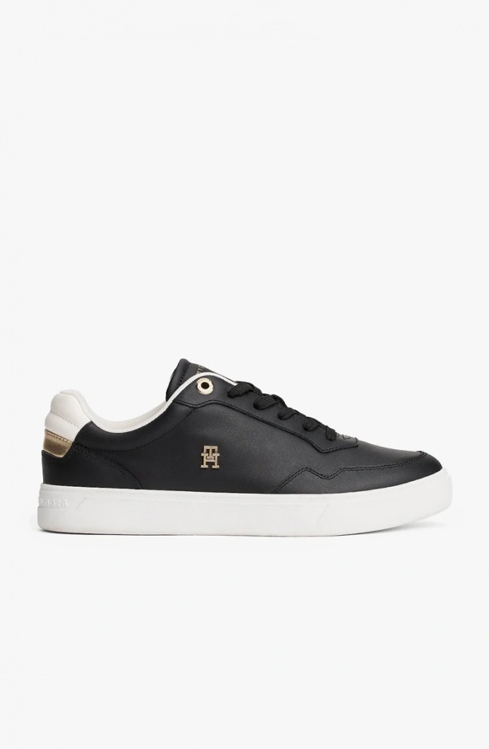 Tommy Hilfiger Yükseltilmiş Kort Stili Kadın Siyah Sneaker FW0FW08680BDS